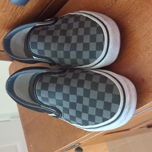 Gray Black Checkerboard Vans Classic Slipon